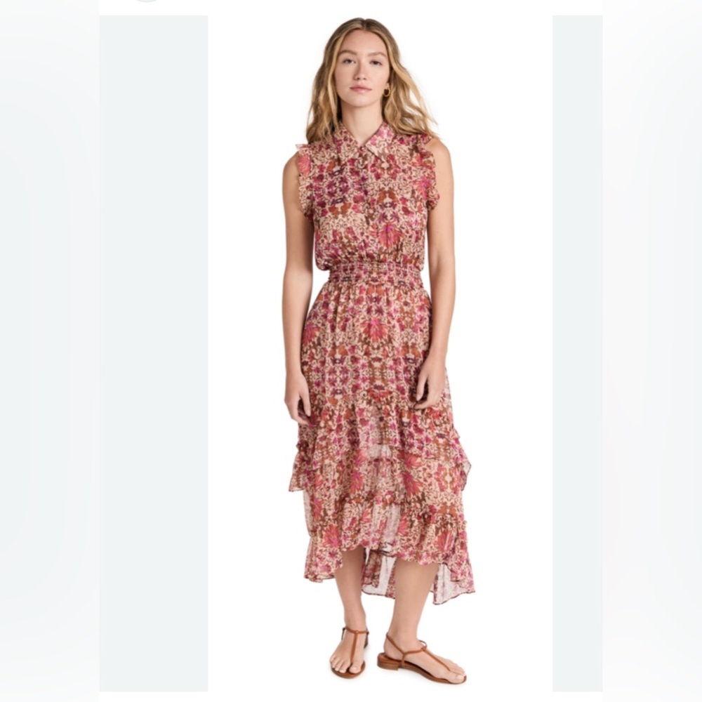 Misa Los Angeles Editha Pink Floral Midi Dress